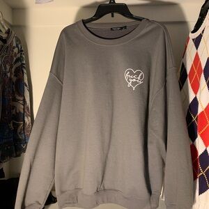 Nasty gal F**k You heart gray sweater